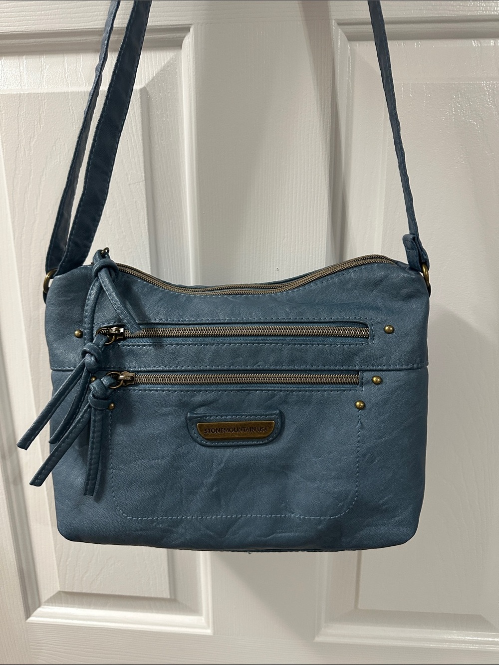 Stone Mountain Accessories Blue Slate Crossbody with Dual Zip Front